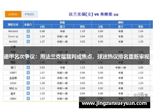 德甲名次争议：用法兰克福裁判成焦点，球迷热议排名重新审视